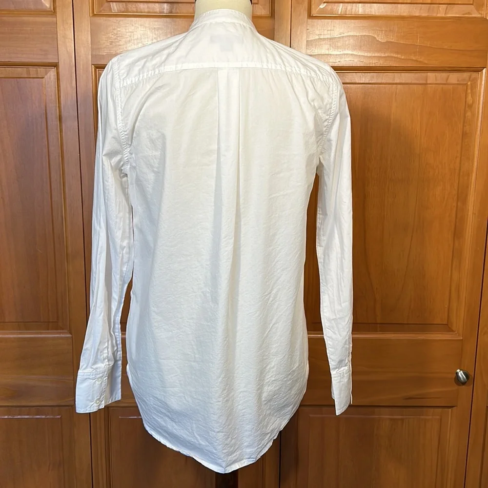 J. Crew Band Collar Ruffle Front Shirt EUC Size Small